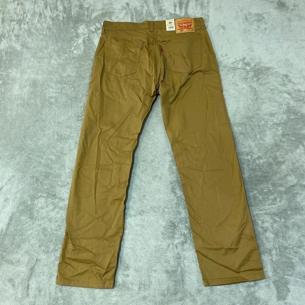 NWT Levi's 505 Regular Chino Pants Men's 34x32 Brown Cotton Stretch Straight